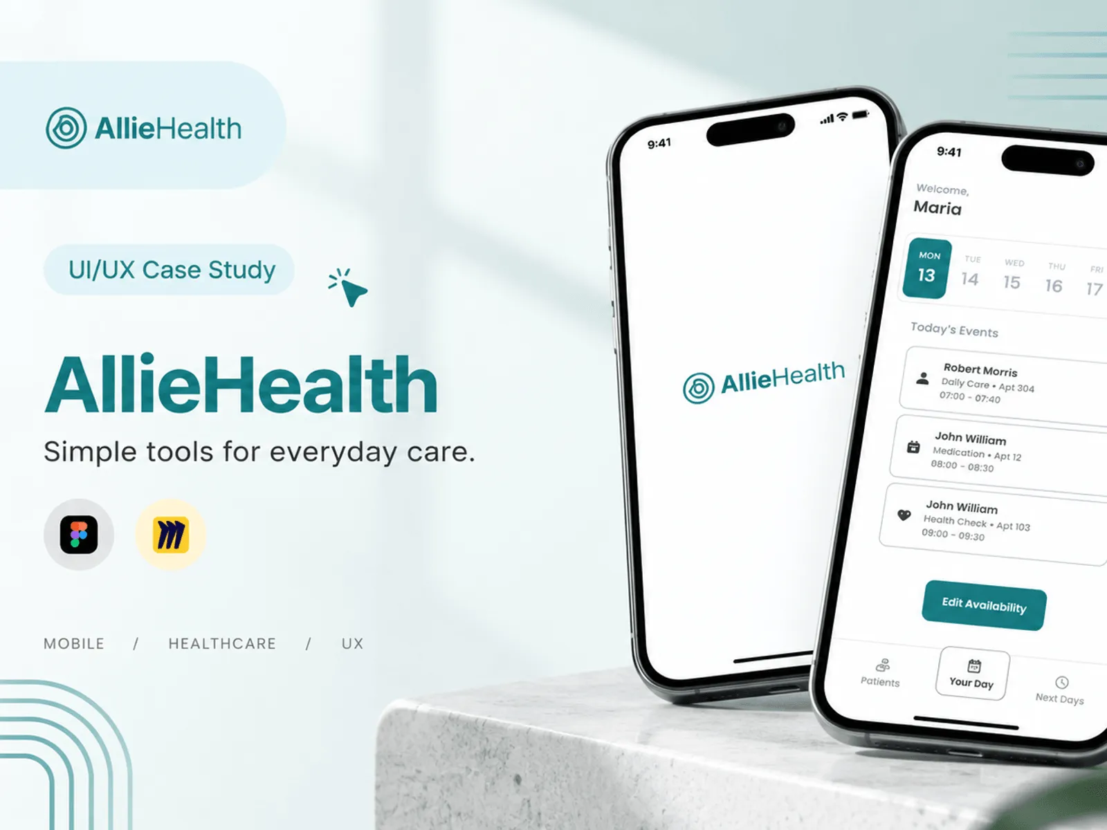 AllieHealth — a mobile flow that helps caregivers manage their availability.