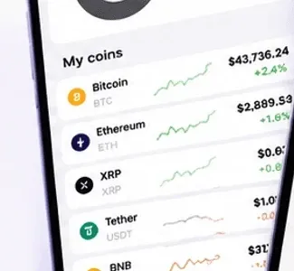Bitennial portfolio list — clear price hierarchy, one line per asset.