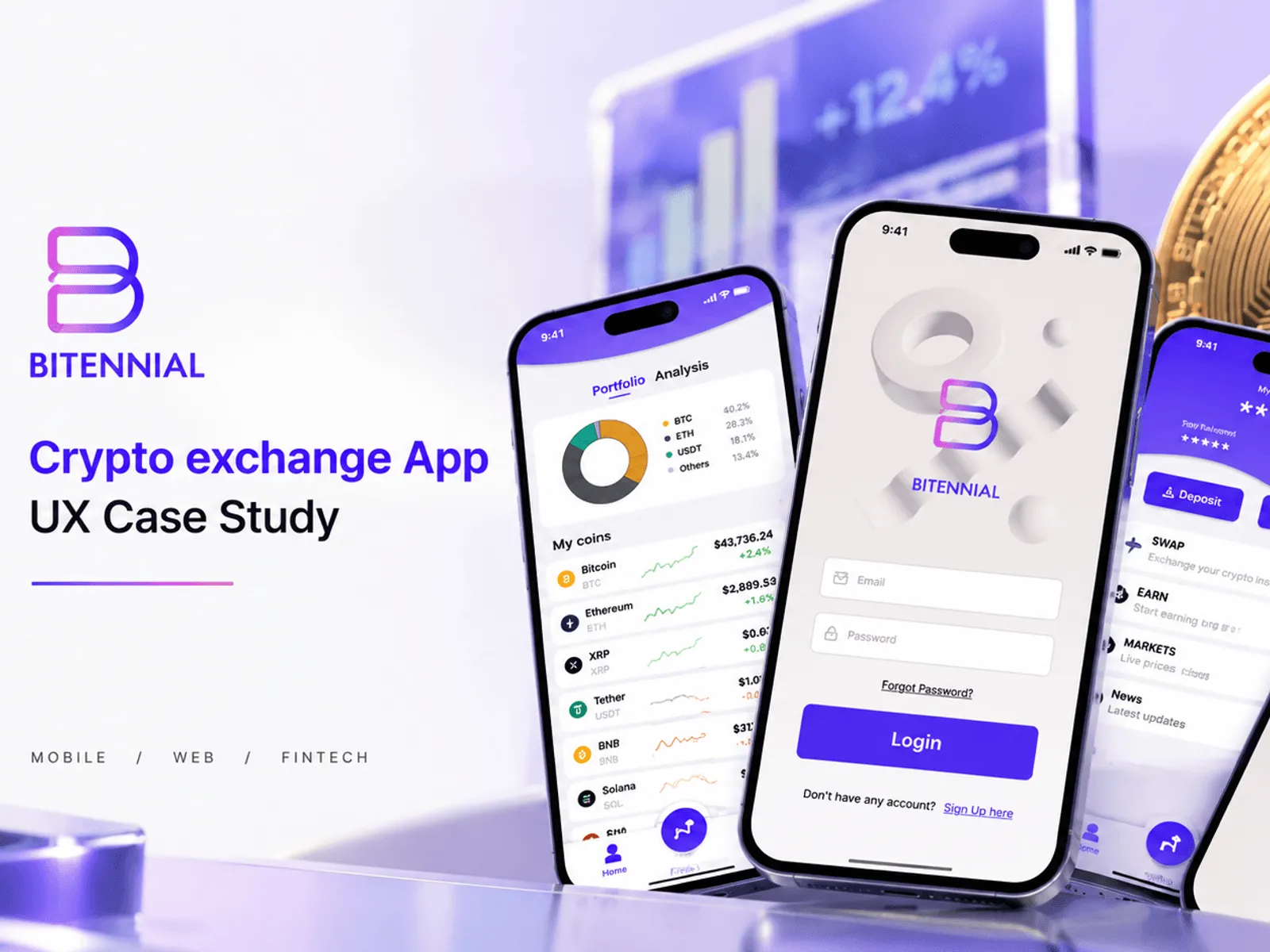 Bitennial — a consumer crypto exchange designed from scratch, mobile-first.